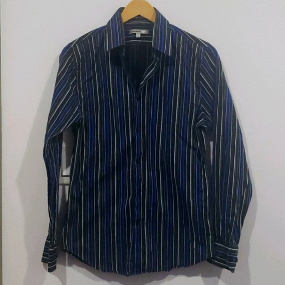 Express button striped shirt